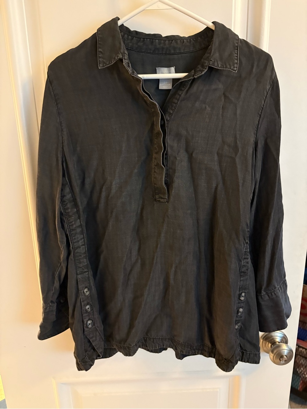 Chico’s Washed Black Henley Top